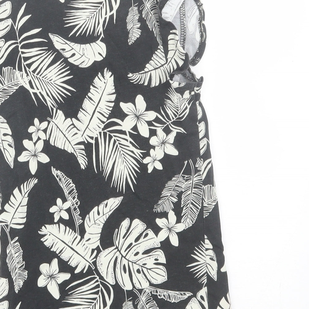 TU Girls Black Floral  Basic T-Shirt Size 5 Years