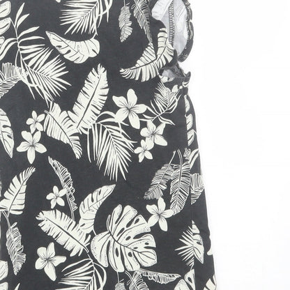 TU Girls Black Floral  Basic T-Shirt Size 5 Years
