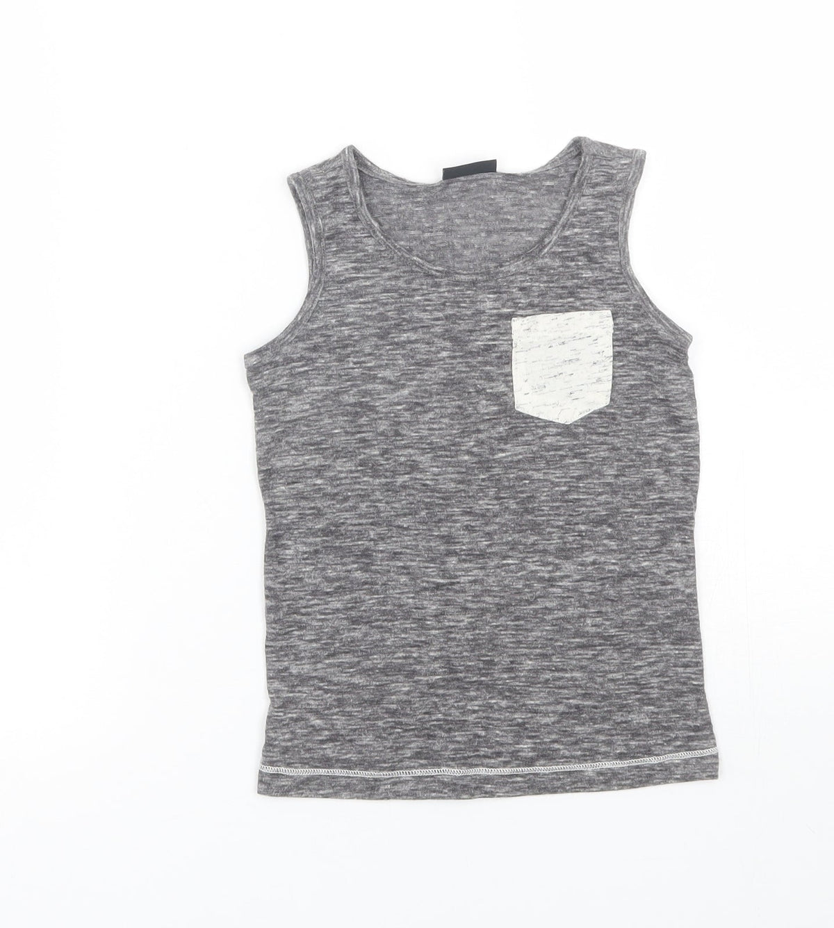Front view of Next girls’ grey basic tank, size 5, years