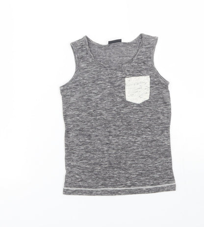 Front view of Next girls’ grey basic tank, size 5, years