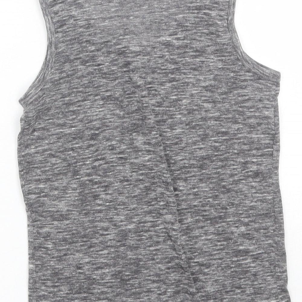 Brand and care label for Next girls’ grey basic tank, size 5, years