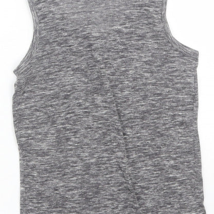 Brand and care label for Next girls’ grey basic tank, size 5, years