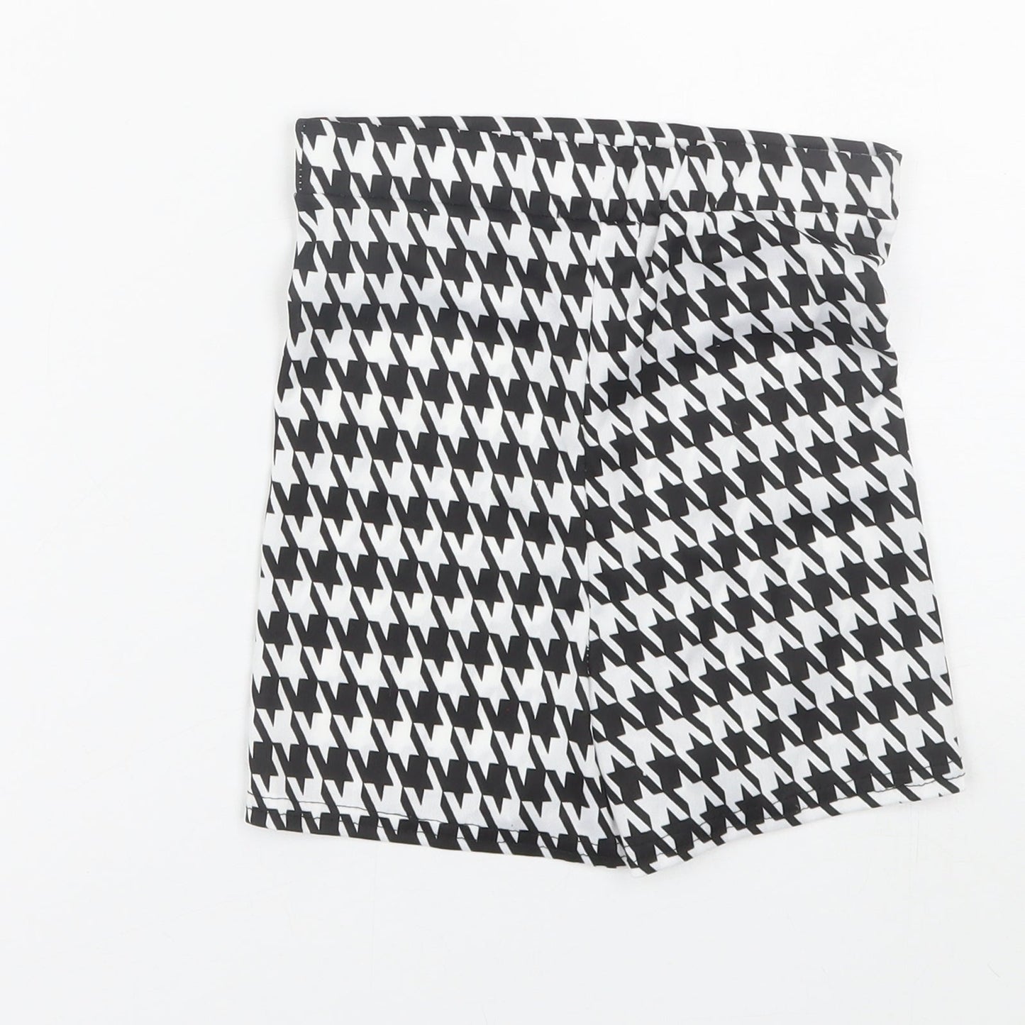PRETTYLITTLETHING Womens Black Houndstooth  Biker Shorts Size 6