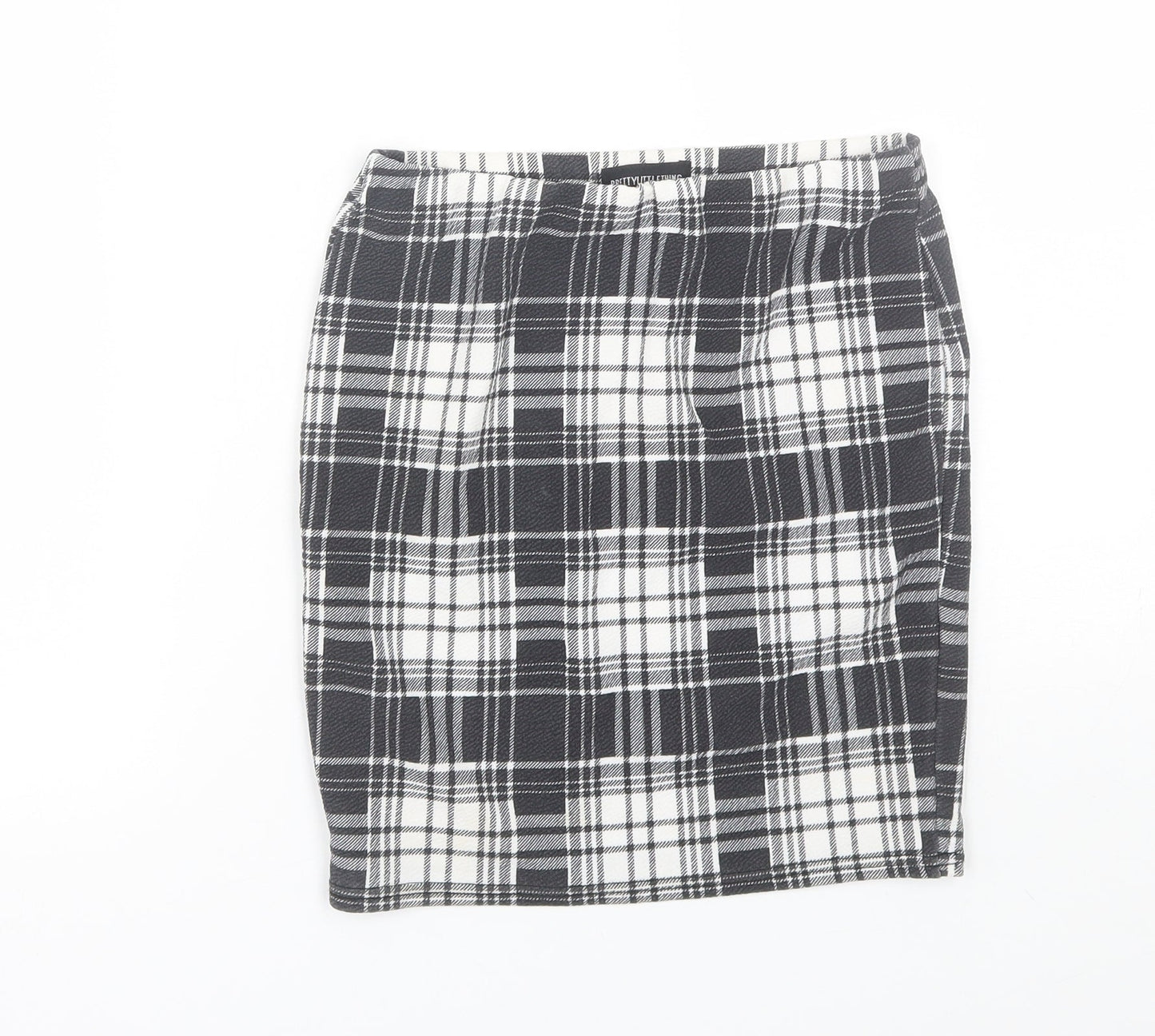 PRETTYLITTLETHING Womens Black Plaid  Wrap Skirt Size 6