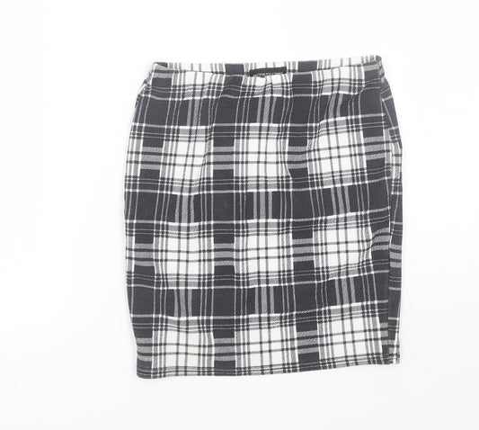 PRETTYLITTLETHING Womens Black Plaid  Wrap Skirt Size 6
