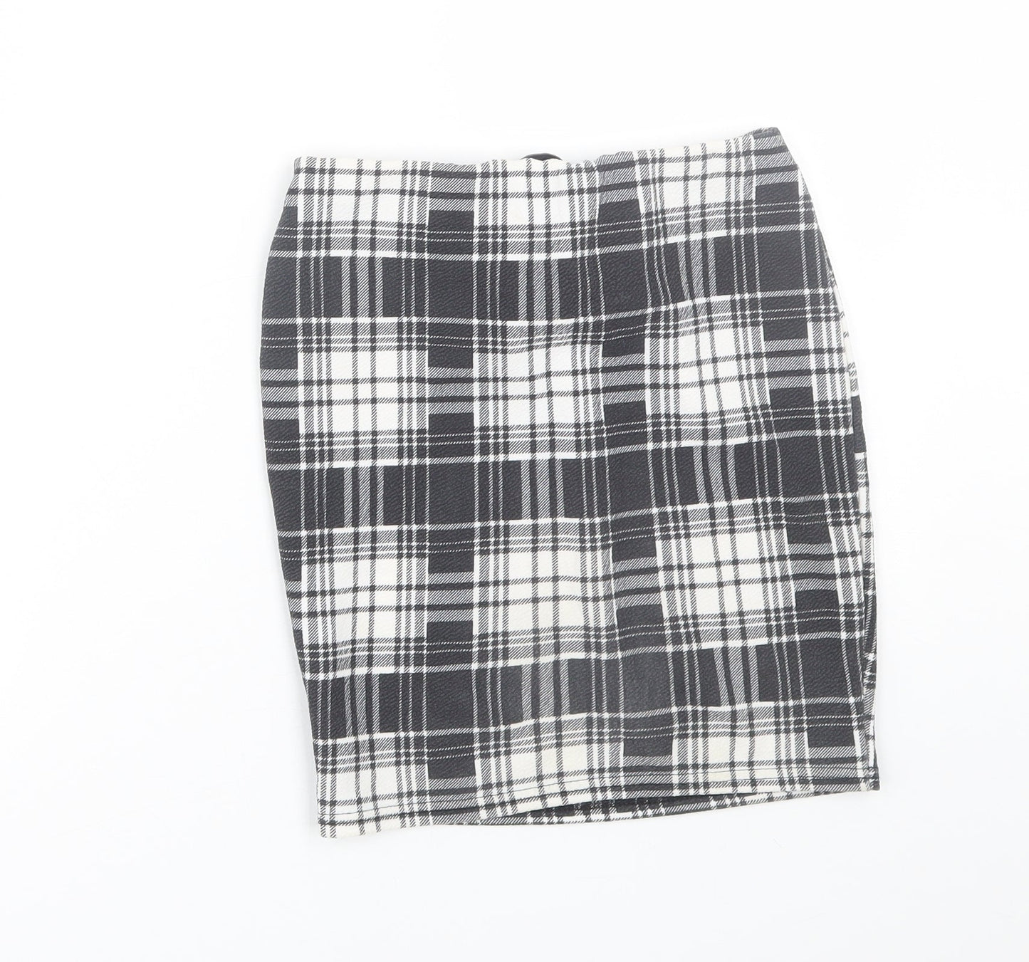 PRETTYLITTLETHING Womens Black Plaid  Wrap Skirt Size 6