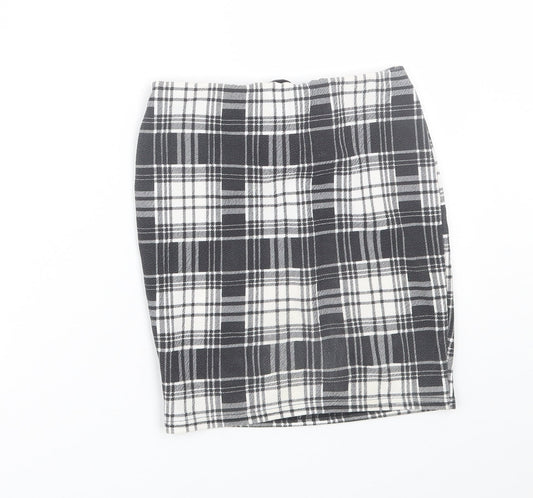PRETTYLITTLETHING Womens Black Plaid  Wrap Skirt Size 6