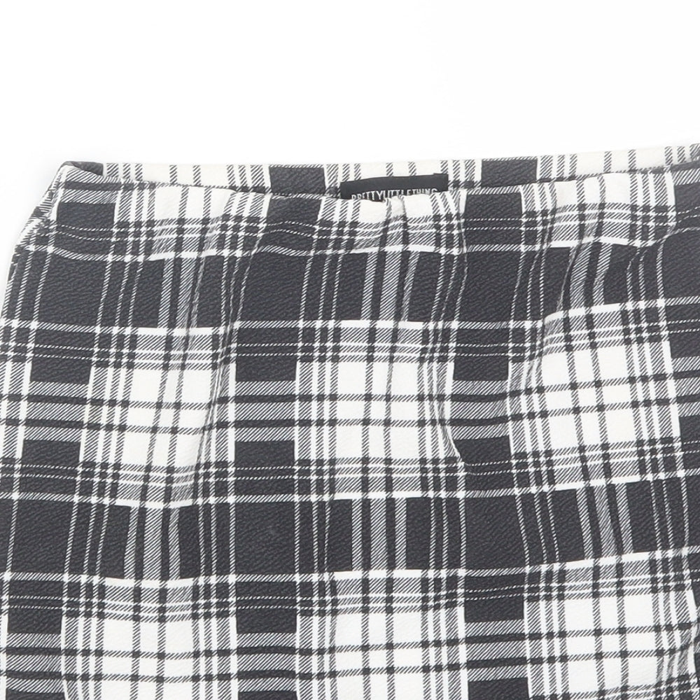 PRETTYLITTLETHING Womens Black Plaid  Wrap Skirt Size 6