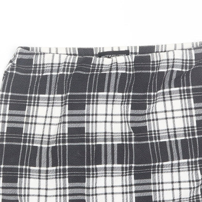 PRETTYLITTLETHING Womens Black Plaid  Wrap Skirt Size 6