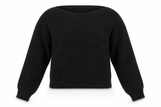 Front view of PRETTYLITTLETHING women’s black jumper, size UK 4