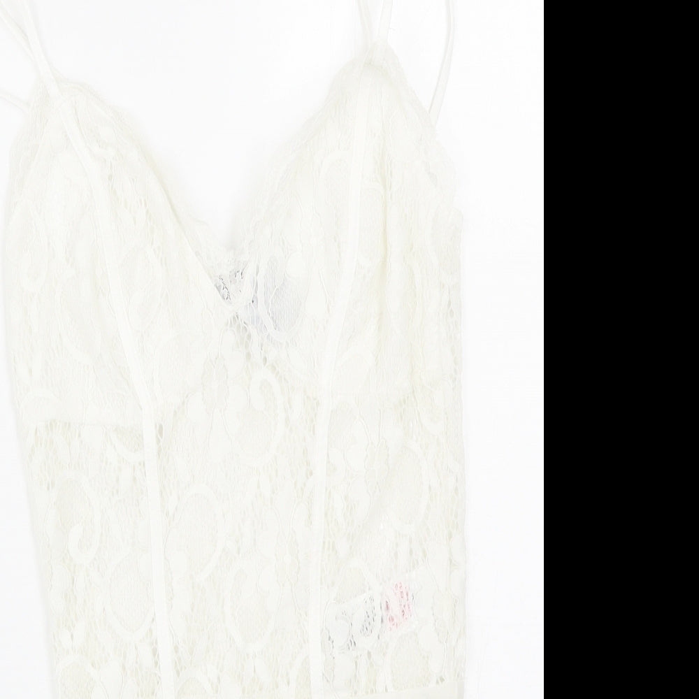 New Look Womens White Floral  Catsuit One-Piece Size 8