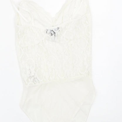 New Look Womens White Floral  Catsuit One-Piece Size 8