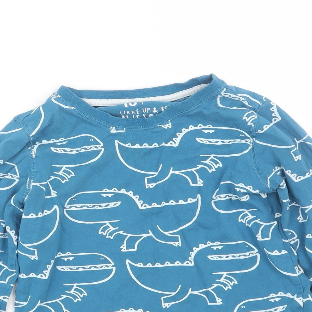 TU Boys Blue Animal Print   Pyjama Top Size 6-7 Years  - DInosaur