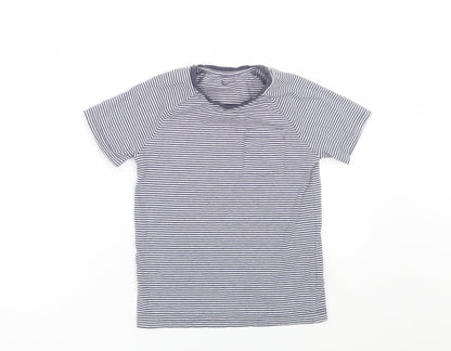 Additional front view of Tu boys’ blue striped basic t-shirt, size 6-7, years