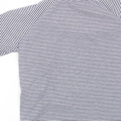 Brand and care label for Tu boys’ blue striped basic t-shirt, size 6-7, years