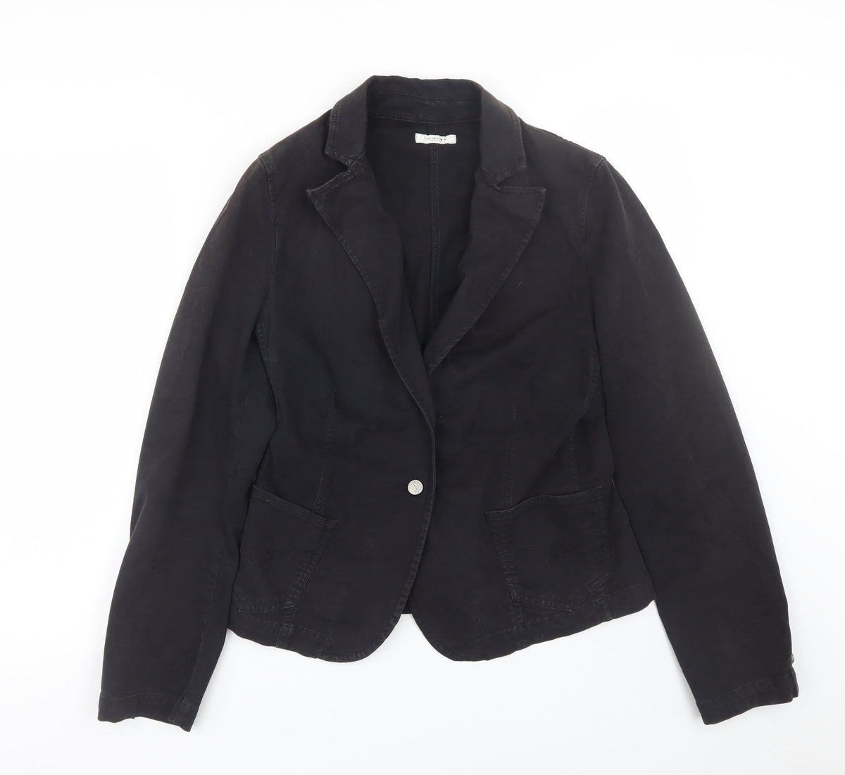 Additional front view of Sand White women’s black jacket coat, size L