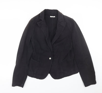 Additional front view of Sand White women’s black jacket coat, size L