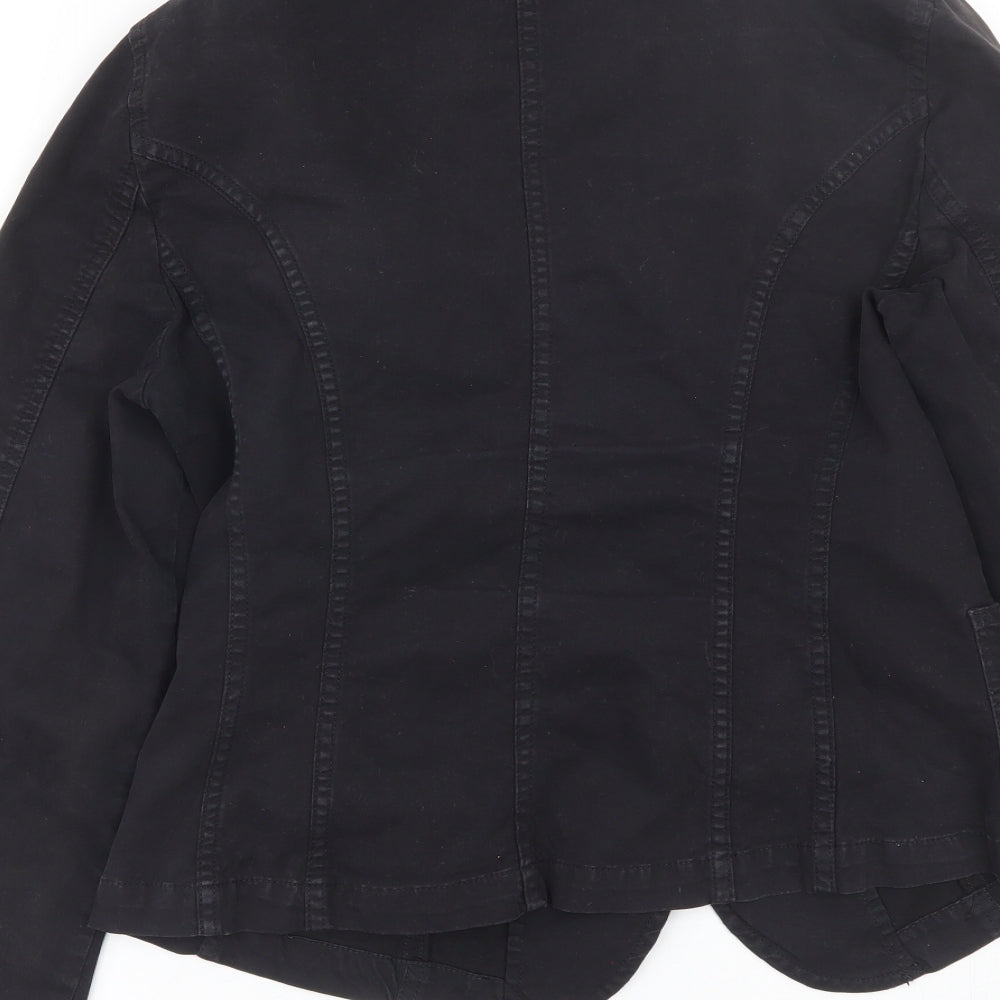 Brand and care label for Sand White women’s black jacket coat, size L