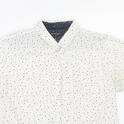 Mens UK Size M Brave Soul White  Button-Up Short Sleeve Casual Shirt