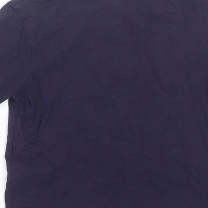 Brand and care label for Tu girls’ blue basic t-shirt, size 4, years