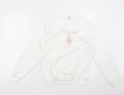 Fruit of the Loom Womens White   Pullover Sweatshirt Size S  - Christmas