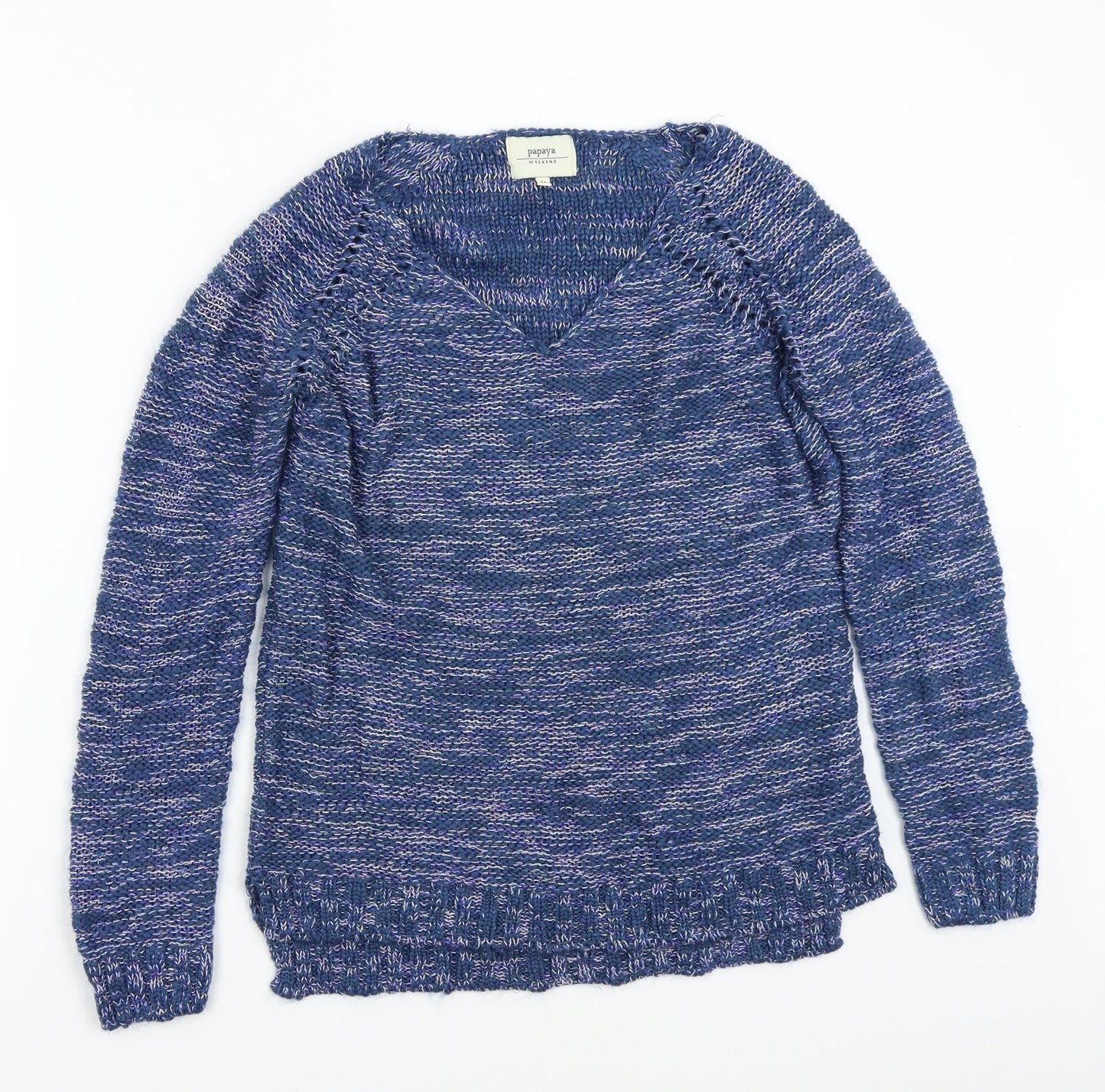 Womens UK Size M Papaya Blue Pullover Jumper