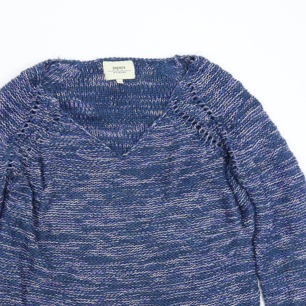 Womens UK Size M Papaya Blue Pullover Jumper
