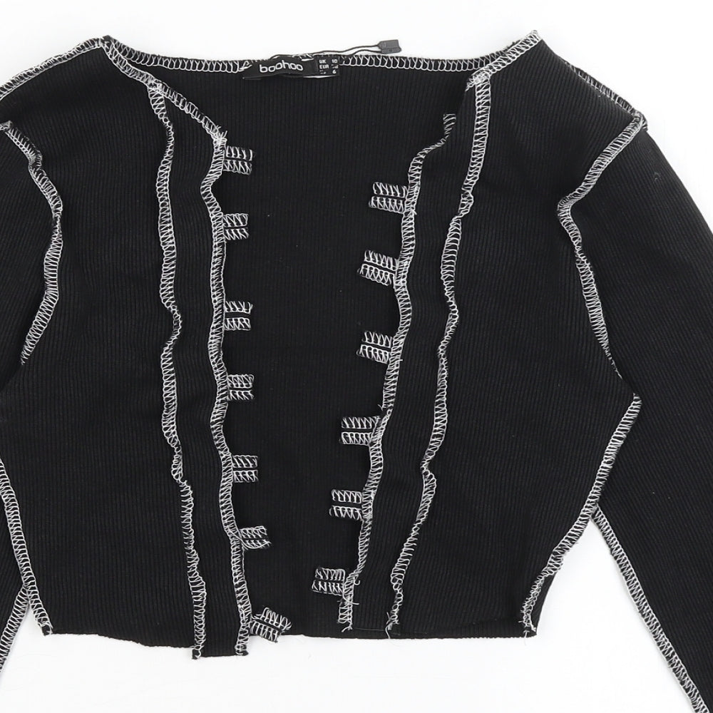 Womens UK Size 10 Boohoo Black Shrug Jumper