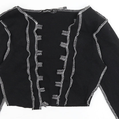 Womens UK Size 10 Boohoo Black Shrug Jumper
