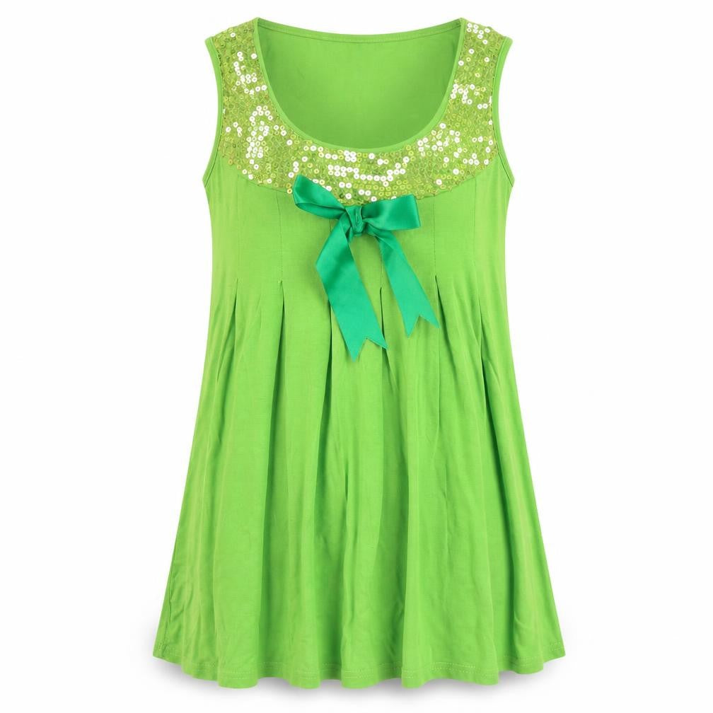 Front view of Decoco Fashion women’s green basic tank, size M