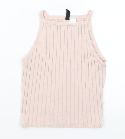 Womens UK Size XS Divided Pink Cropped Tank