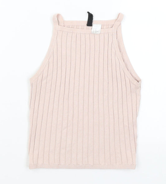 Womens UK Size XS Divided Pink Cropped Tank