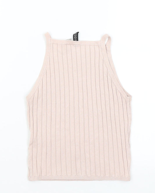 Womens UK Size XS Divided Pink Cropped Tank