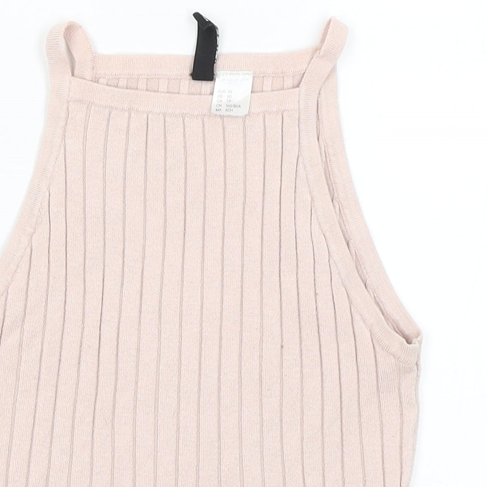 Womens UK Size XS Divided Pink Cropped Tank