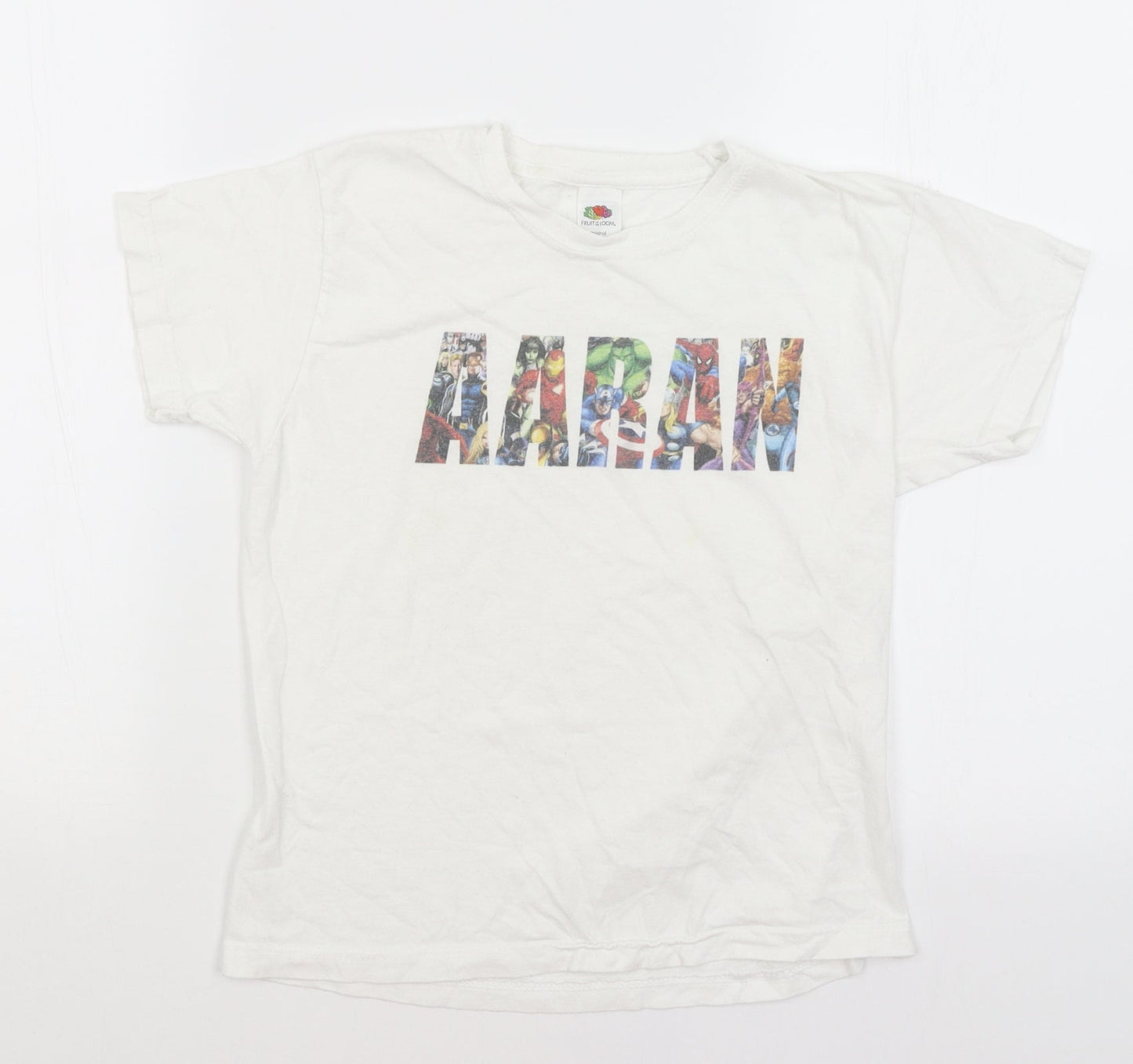 Fruit of the Loom Boys White   Basic T-Shirt Size 7-8 Years  - Avengers