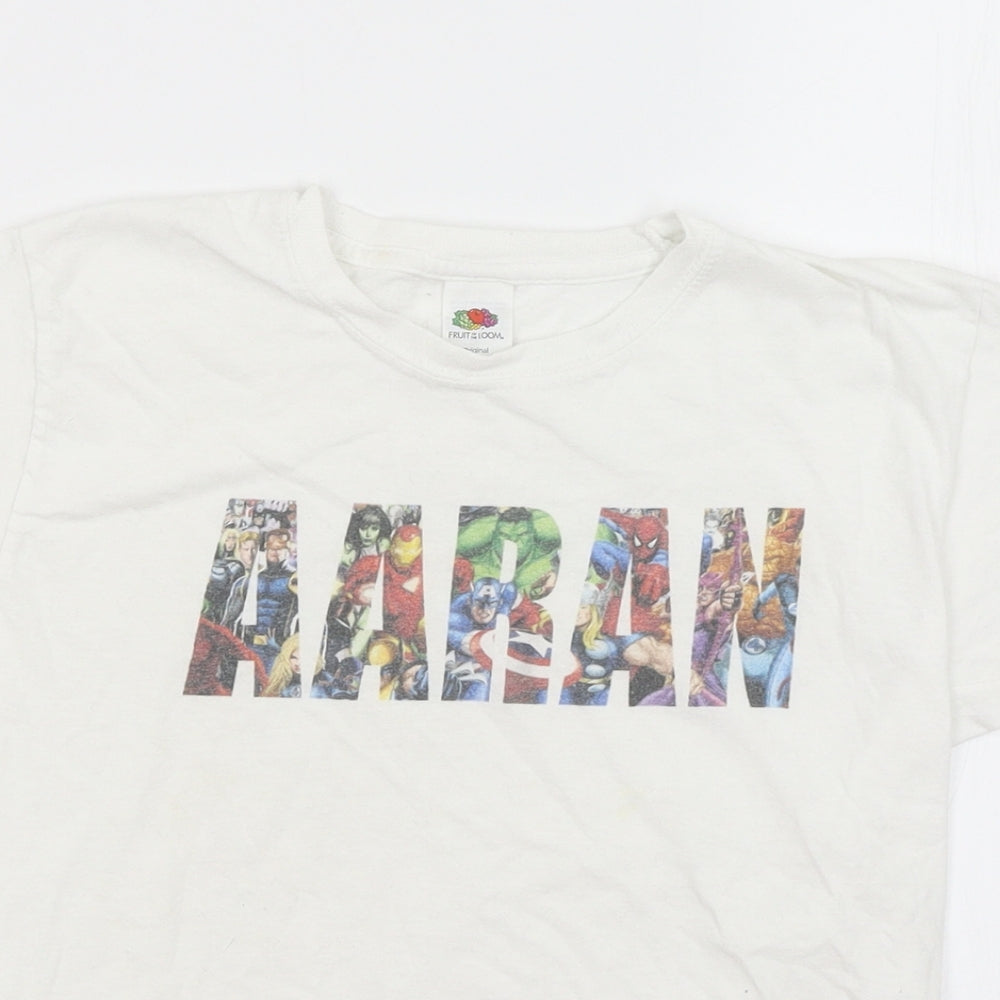 Fruit of the Loom Boys White   Basic T-Shirt Size 7-8 Years  - Avengers
