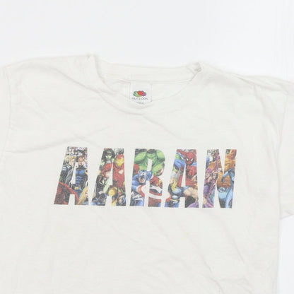 Fruit of the Loom Boys White   Basic T-Shirt Size 7-8 Years  - Avengers