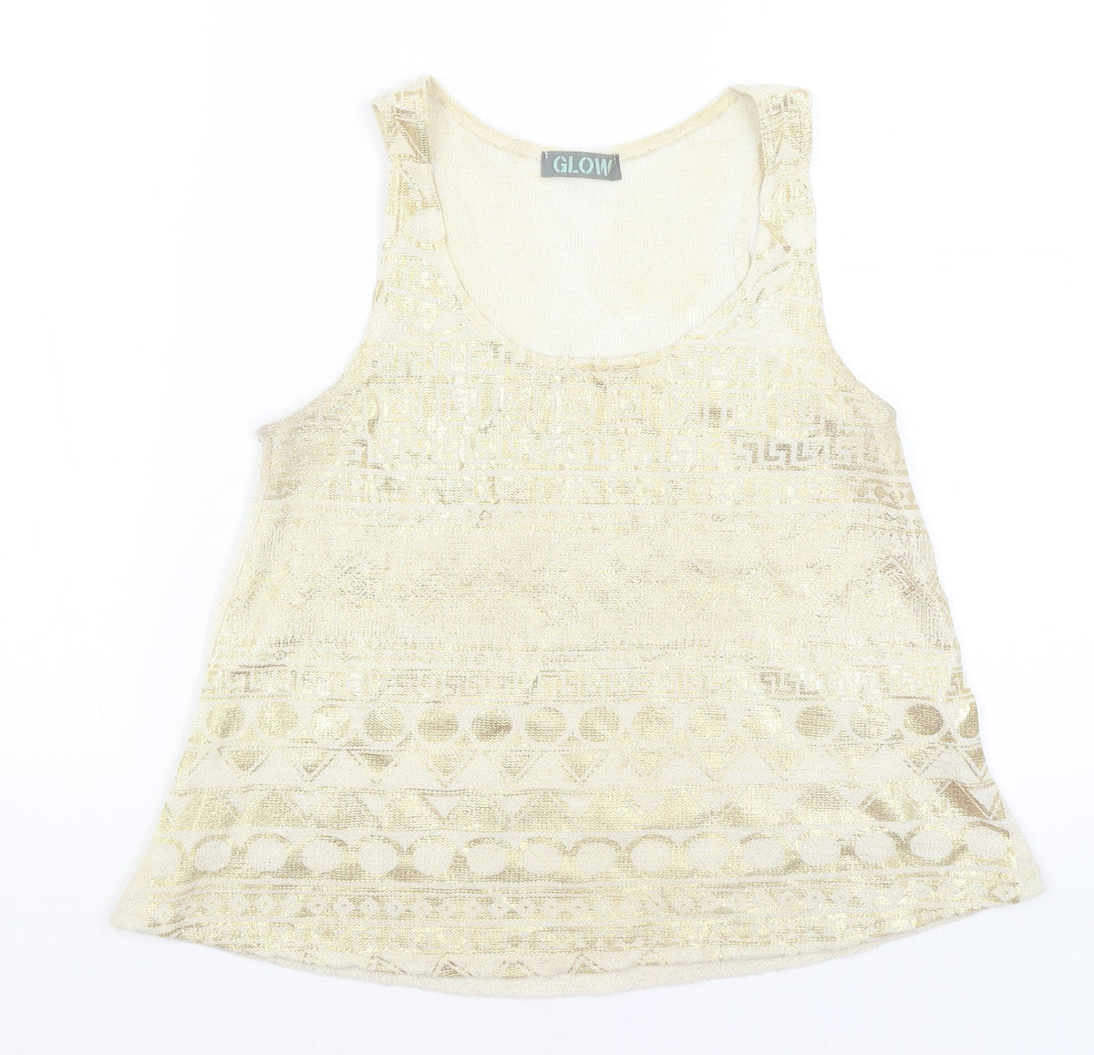 Additional front view of Glow women’s gold basic tank, size S