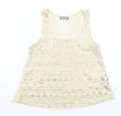 Additional front view of Glow women’s gold basic tank, size S