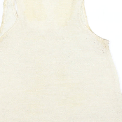 Brand and care label for Glow women’s gold basic tank, size S