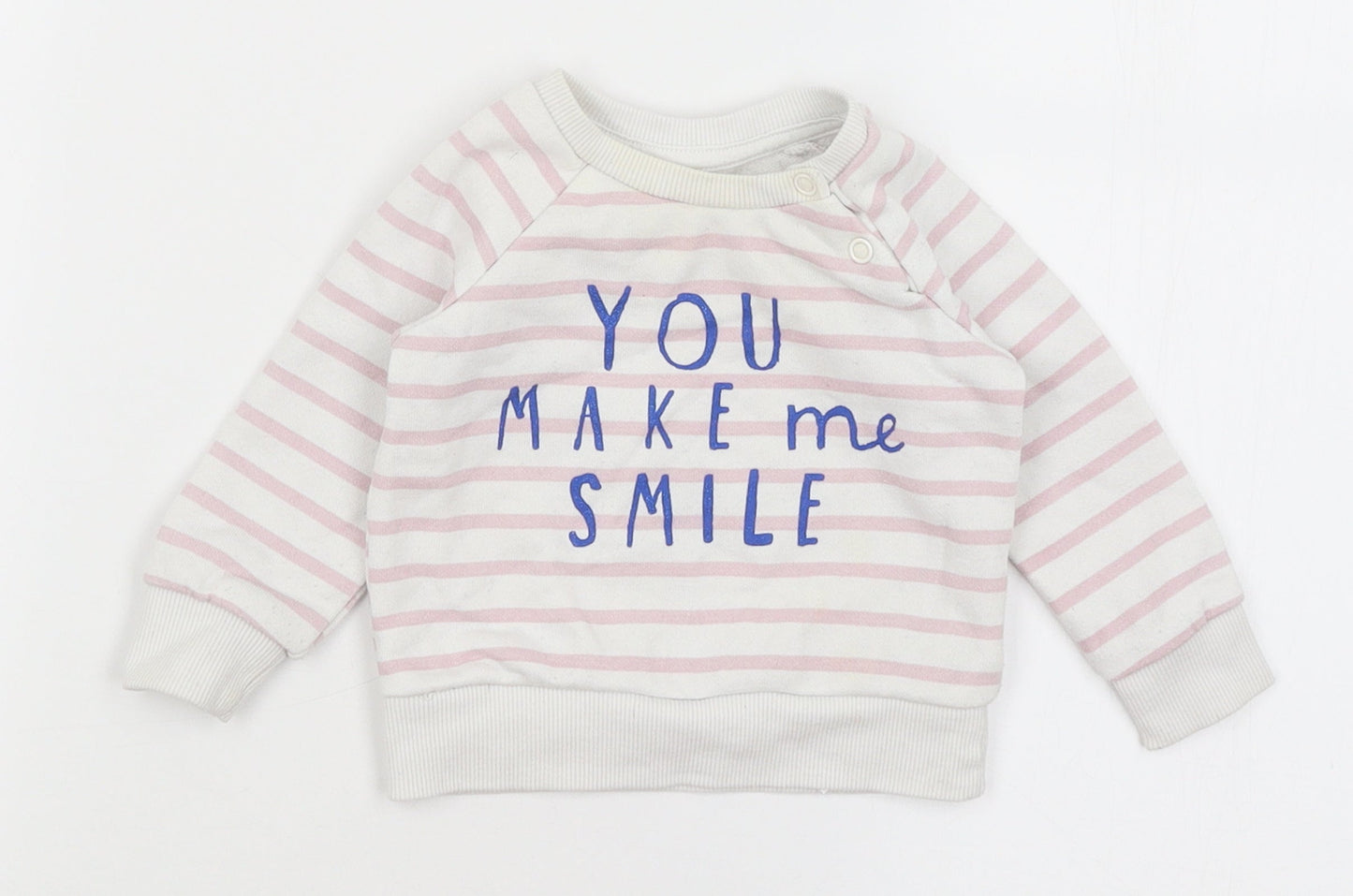 Primark Baby White Striped  Pullover Jumper Size 3-6 Months  - You Make Me Smile