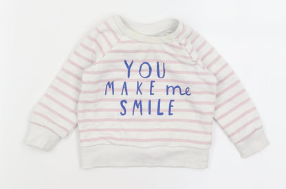 Primark Baby White Striped  Pullover Jumper Size 3-6 Months  - You Make Me Smile
