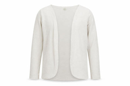 Front view of Young Dimension girls’ white shrug jumper, size 9-10, years