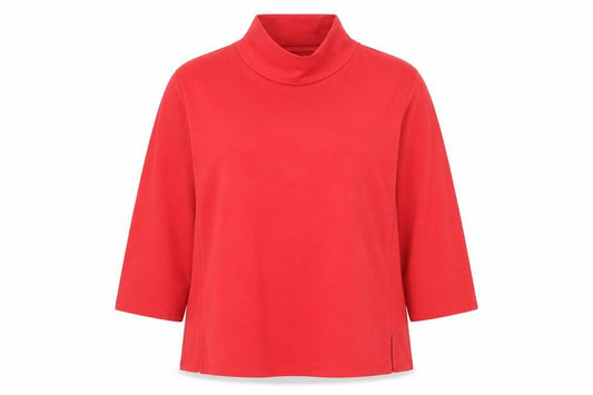 Front view of Marks & Spencer women’s red jumper, size UK 16