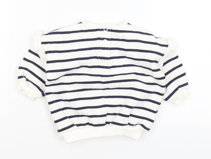 F&F Baby White Striped  Pullover Jumper Size 0-3 Months  - Strawberries