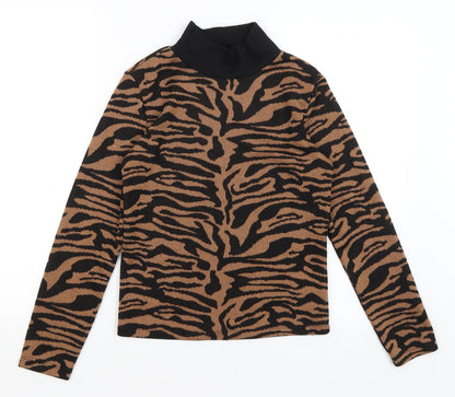 F&F Womens Brown Animal Print  Pullover Jumper Size 8