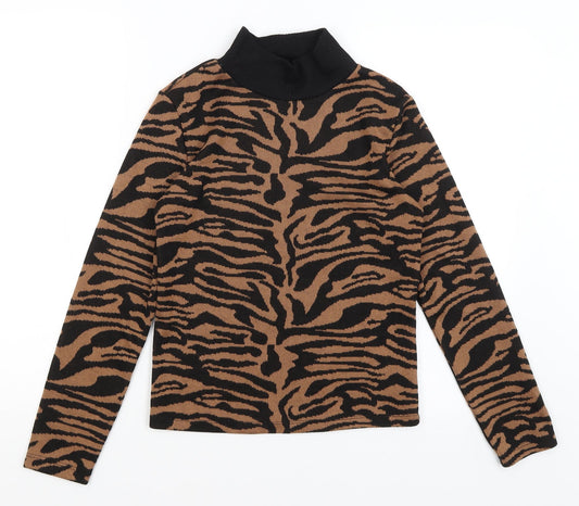 F&F Womens Brown Animal Print  Pullover Jumper Size 8