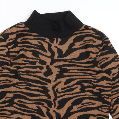 F&F Womens Brown Animal Print  Pullover Jumper Size 8
