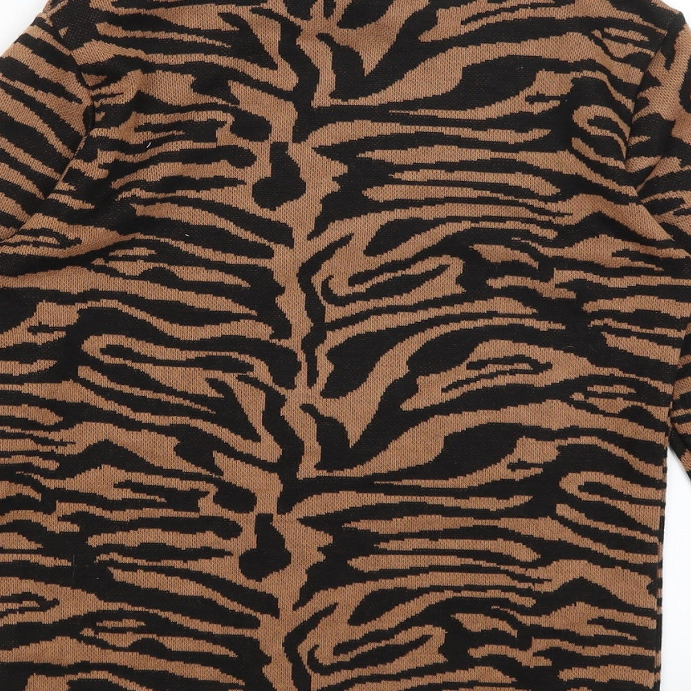 F&F Womens Brown Animal Print  Pullover Jumper Size 8