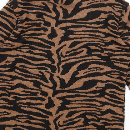 F&F Womens Brown Animal Print  Pullover Jumper Size 8